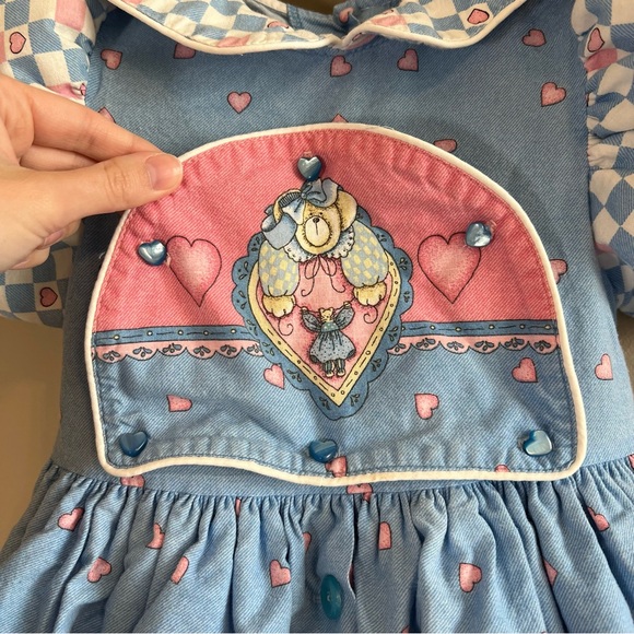 Vintage Daisy Kingdom Puff Sleeve Hearts & Bears Dress Size 4 - Picture 3 of 13